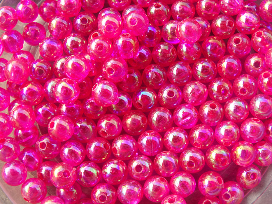 Aurora Pink   6mm Ab Coated Acrylic Beads