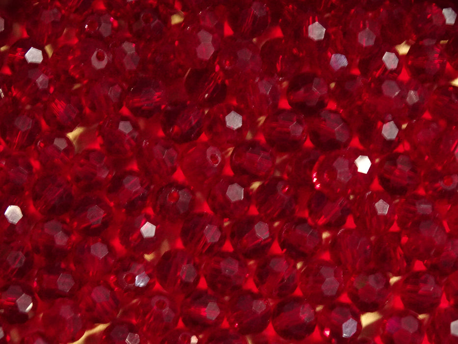 'Deep Crimson'  Imitation Faceted Austrian Crystal Beads 6mm