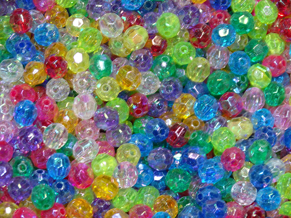 'Faceted Princess Sparkle Mix'   Transparent Acrylic Faceted Ab Plated Beads