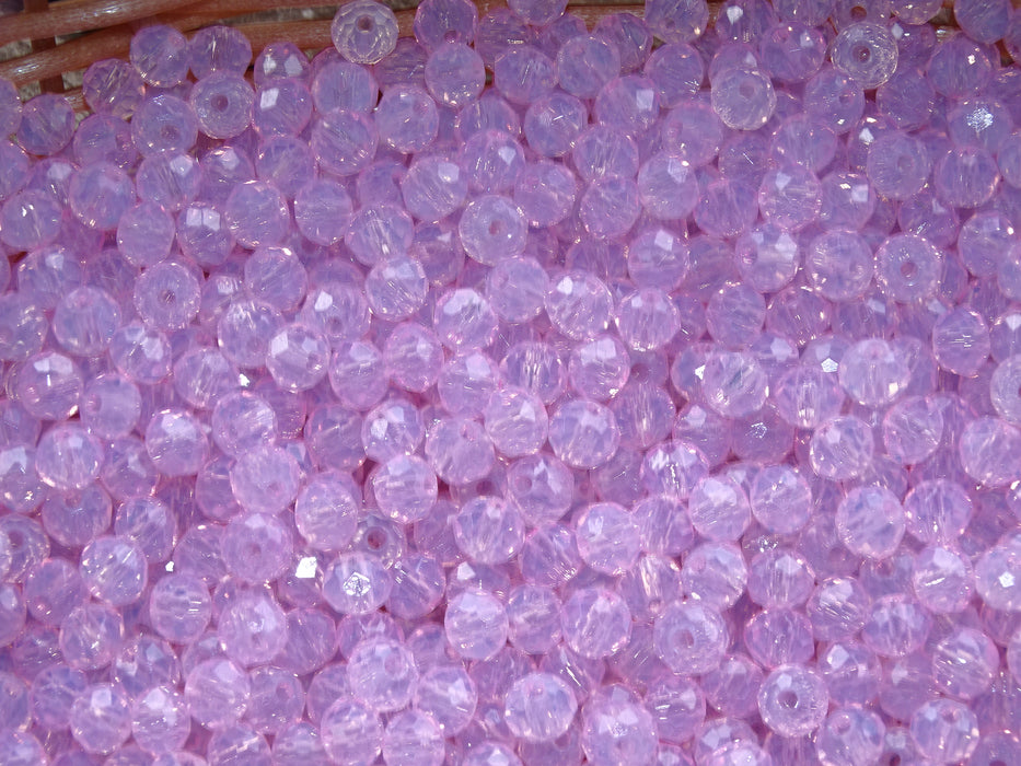 'Light Opal Pink'  Faceted Glass Beads Opalite Effect 6mm x 5mm