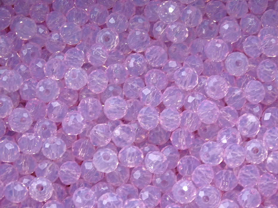 'Light Opal Pink'  Faceted Glass Beads Opalite Effect 6mm x 5mm