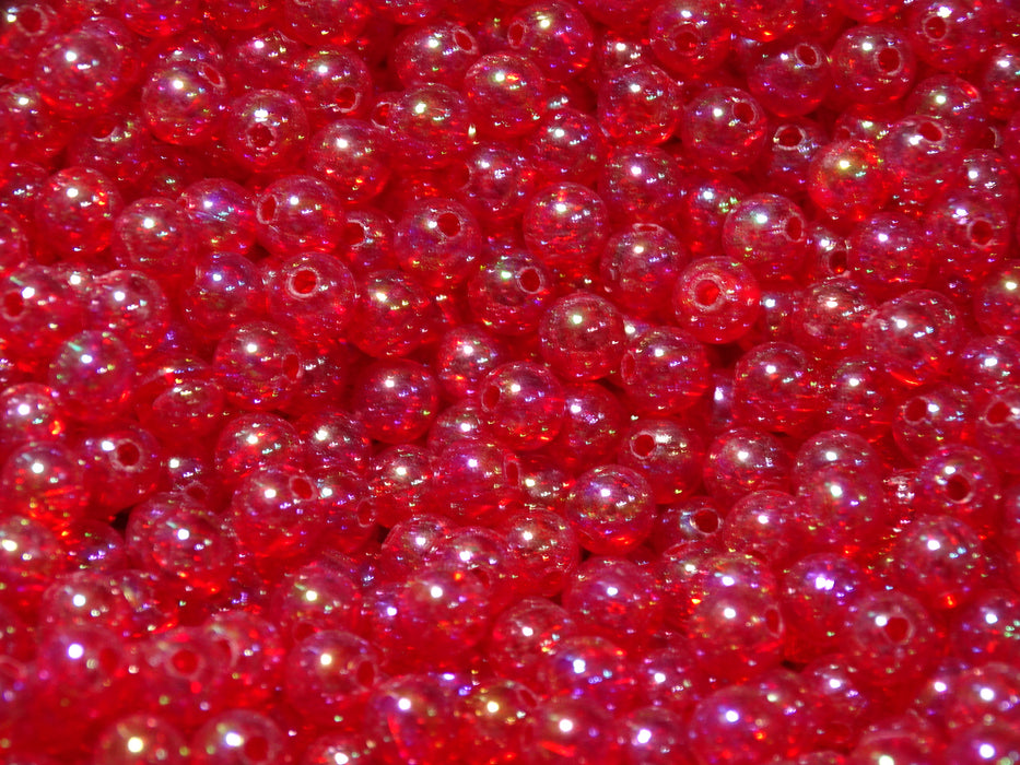 'Aurora Red Sunset'  6mm Ab Rainbow Plated Eco Friendly Acrylic Beads