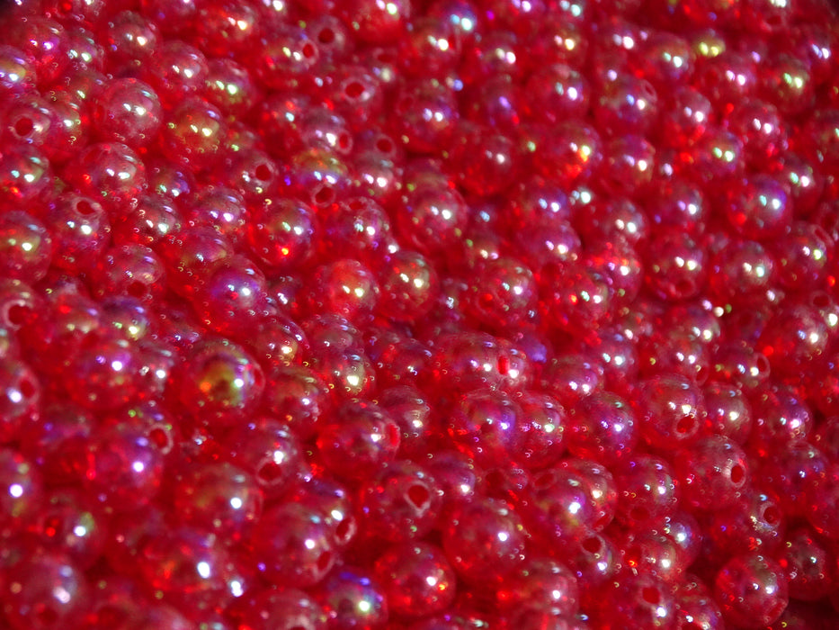 'Aurora Red Sunset'  6mm Ab Rainbow Plated Eco Friendly Acrylic Beads