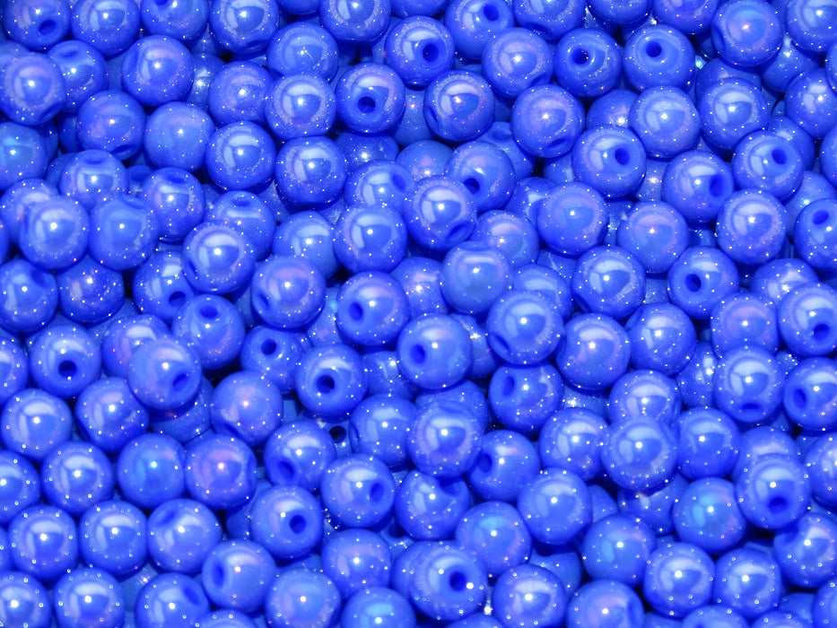 'Ab Lilac Blue'  6mm Ab Plated Glass Beads