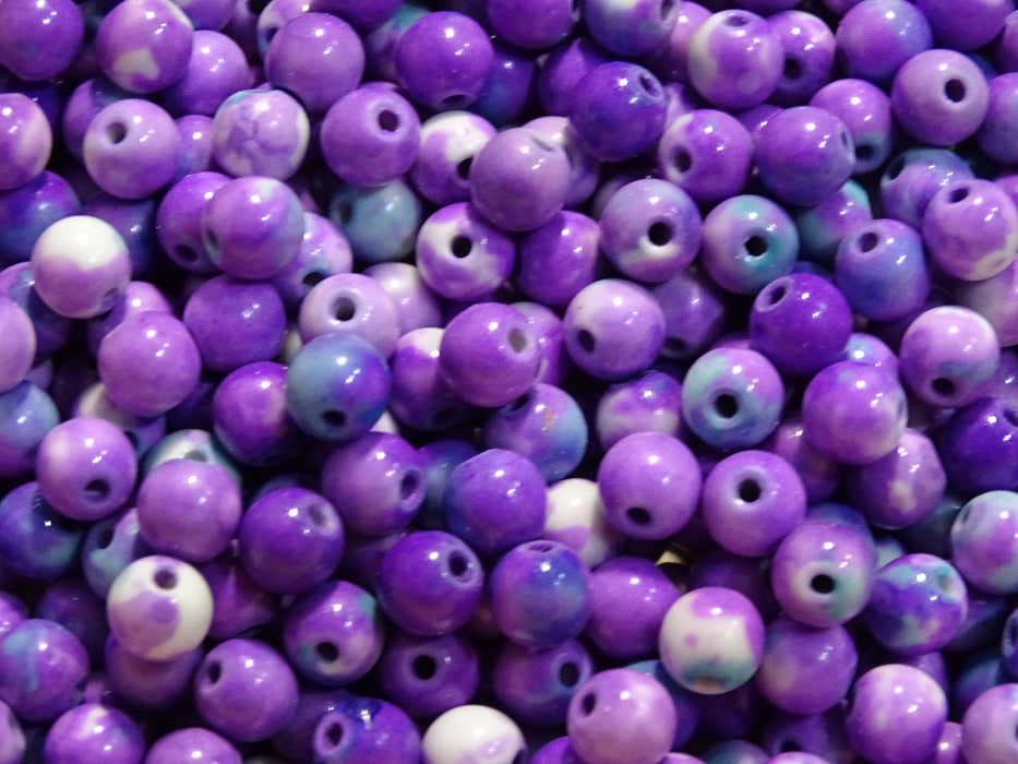 'French Lavender Sky' 6mm Dyed Semi Precious Natural White Jade Beads