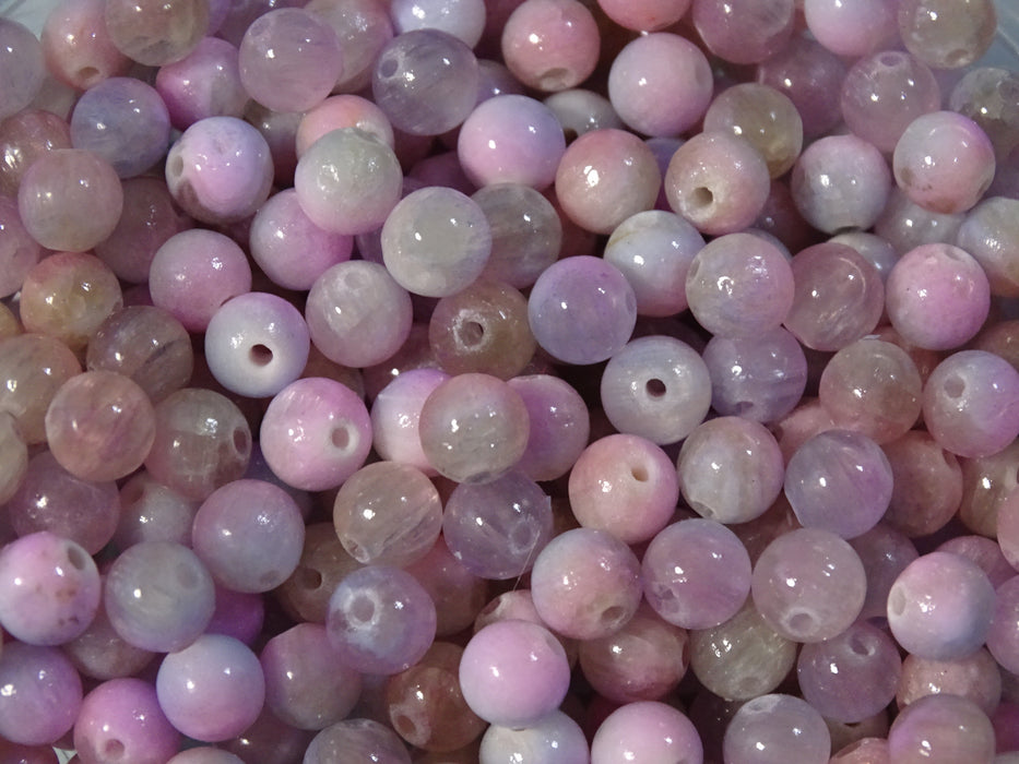 'Pink Cloud'  6 - 6.5mm  Dyed Natural Semi Precious Dyed White Jade Beads