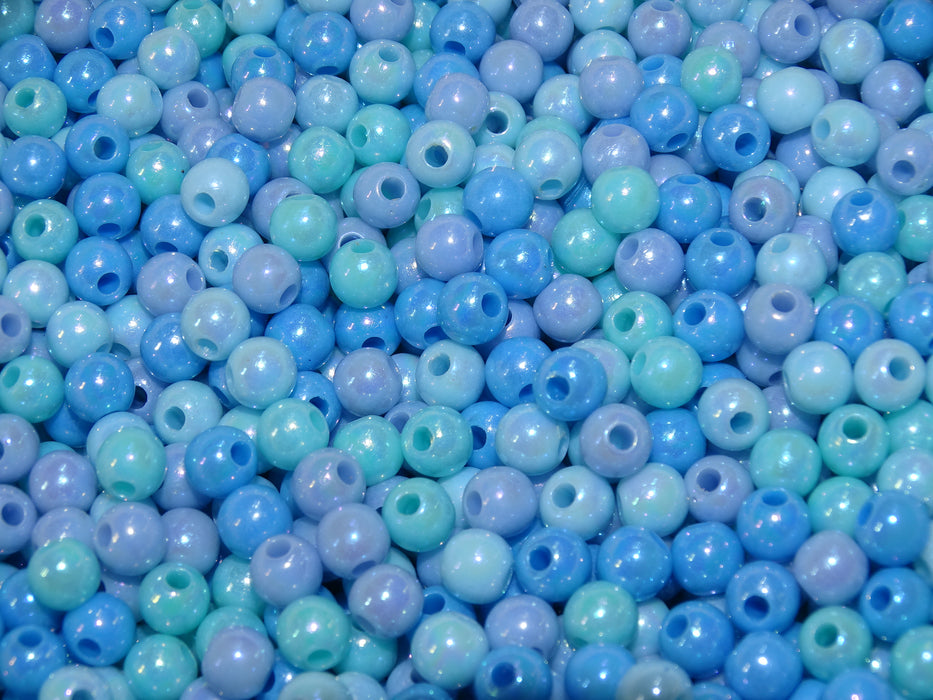 'Cool and Frosty Ab Rainbow'  Random Mix  6 x 5mm Acrylic Ab Plated Beads