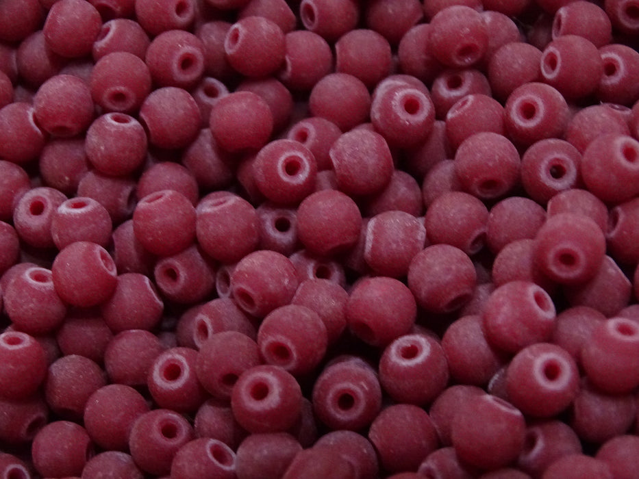 'Deep Baked Burgundy'  FROSTED  6 - 6.5mm Opaque Glass Beads