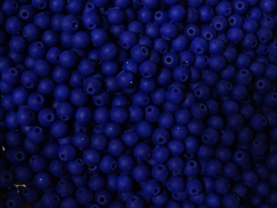 'Deep Velvet Blue'  FROSTED Opaque Glass Beads 6 - 6.5mm