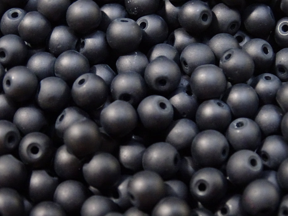 'Midnight Frost'  FROSTED Opaque Glass Beads  6 - 6.5mm