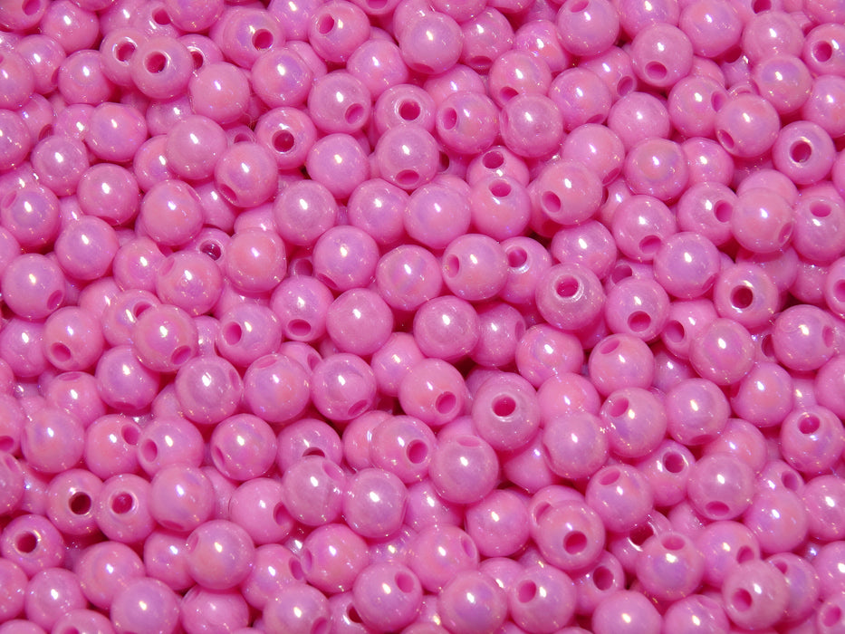 'Unicorn Pink'  6mm Ab Rainbow Plated Acrylic Beads