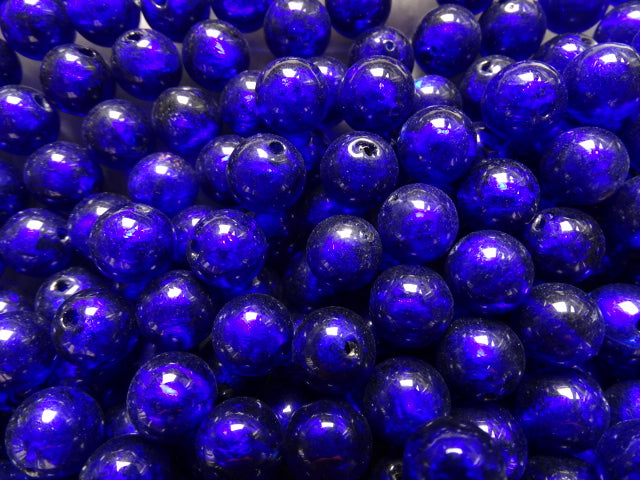 'Ultra Violet on Black'  10mm Glass Beads