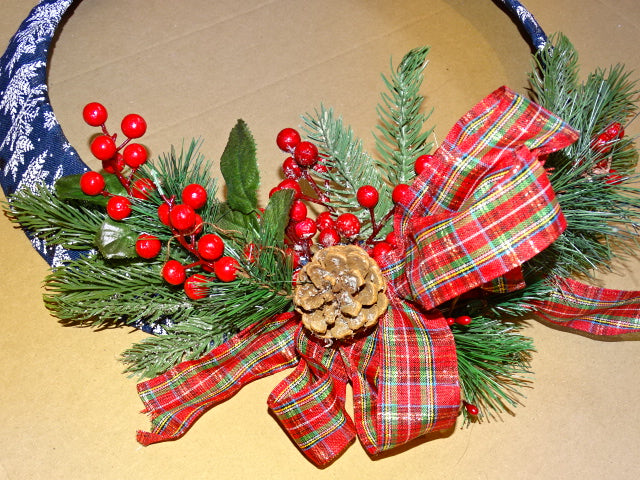 Large blue handmade wreath