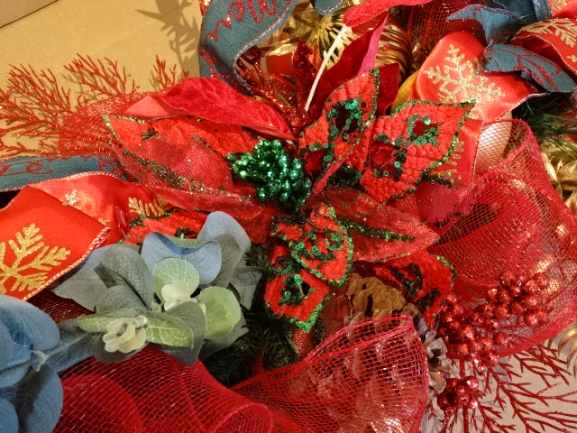 Beautiful Handmade Christmas garland wreath with bird