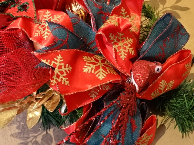 Beautiful Handmade Christmas garland wreath with bird