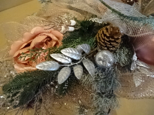 Large Handmade Christmas garland wreath with pine cones