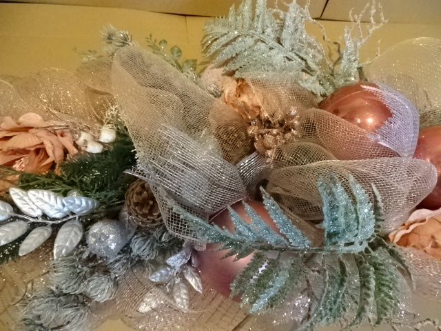 Large Handmade Christmas garland wreath with pine cones