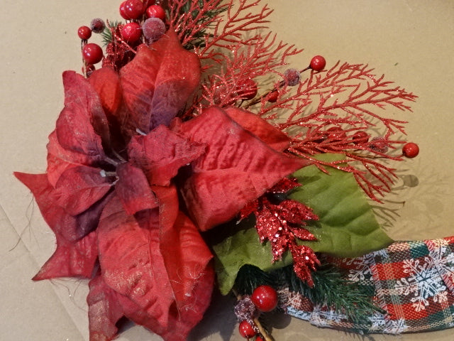 Handmade Christmas wreath with Poinsettia