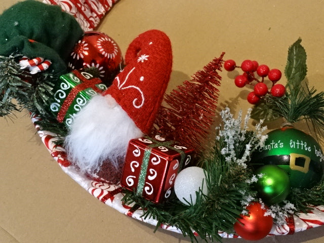 Handmade Christmas wreath with Santa Gonk