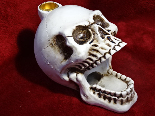 Large skull backflow incense burner with open mouth
