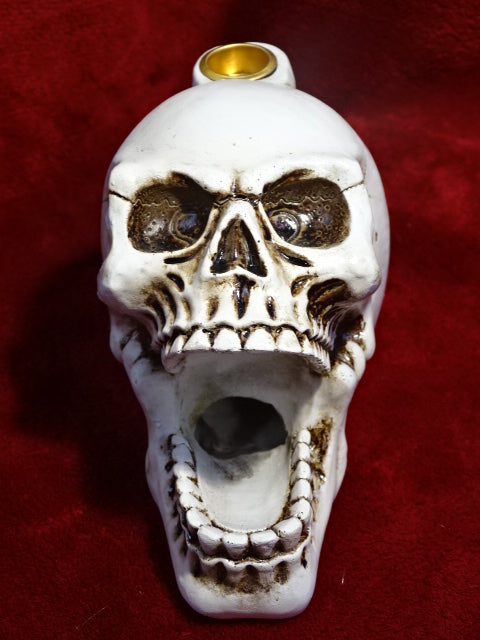 Large skull backflow incense burner with open mouth