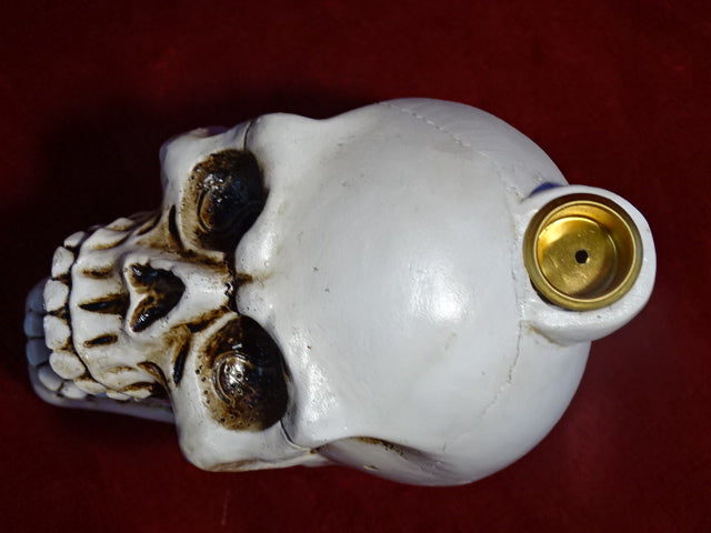 Large skull backflow incense burner with open mouth
