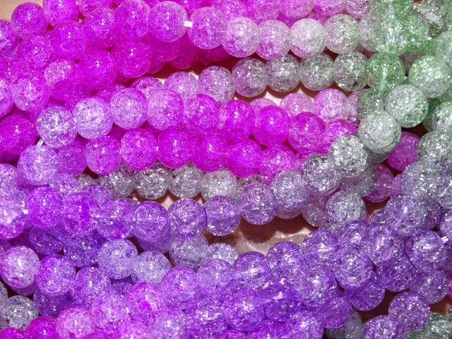 'Sweet Rainbow' 8mm Crackle Glass Beads