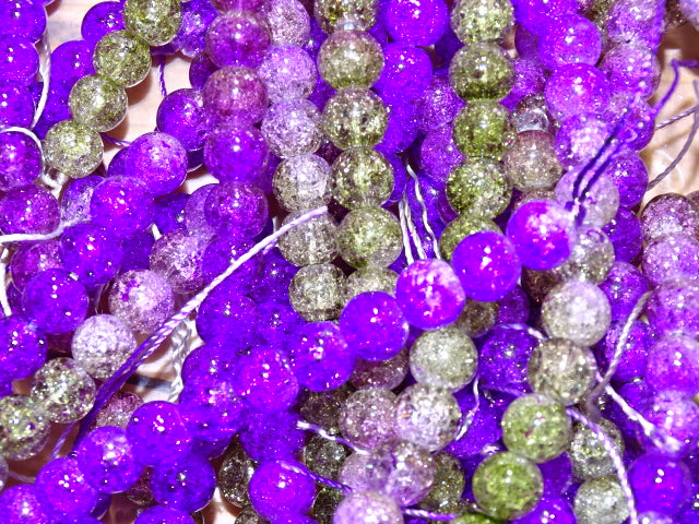 'Lavender Fields'  8mm Crackle Glass Beads