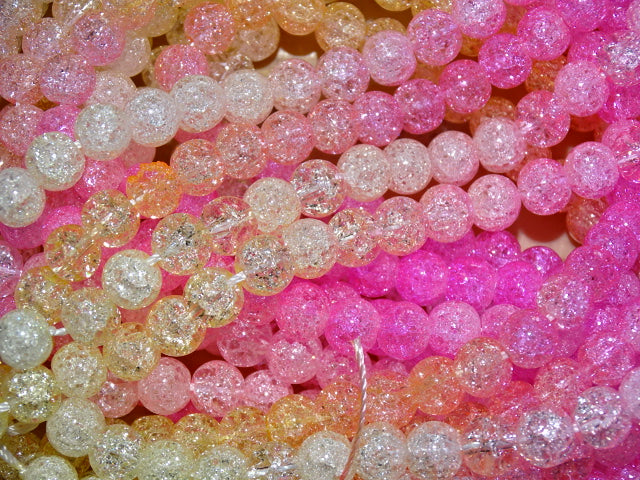 'Candyfloss'  8mm Crackle Glass Beads