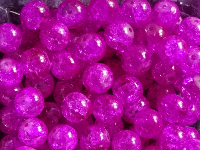 Deep Fuchsia 10mm Crackle Glass Beads