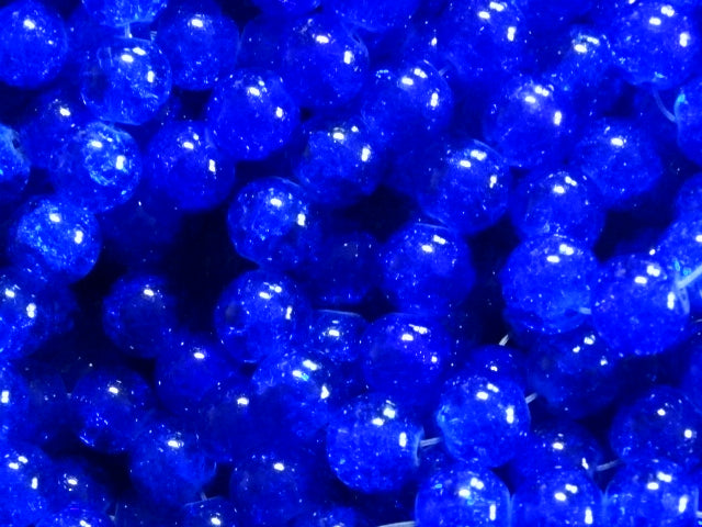 'Cobalt Blue'   10mm Crackle Glass Beads