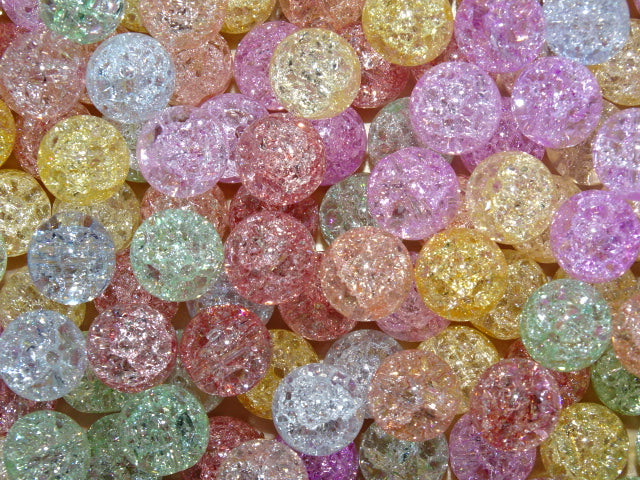 'Iced Pastels'  10mm Crackle Glass Beads