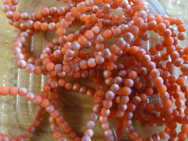 'Tiny Tangerine' 2.5mm frosted glass beads