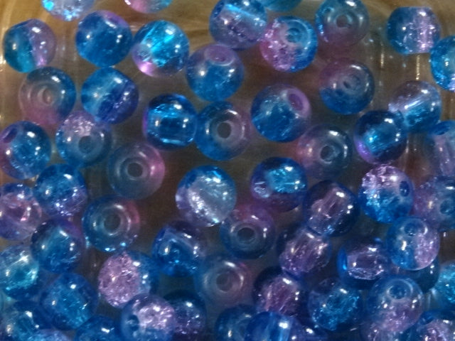 'Sakura Sky'  6mm Crackle Glass Beads