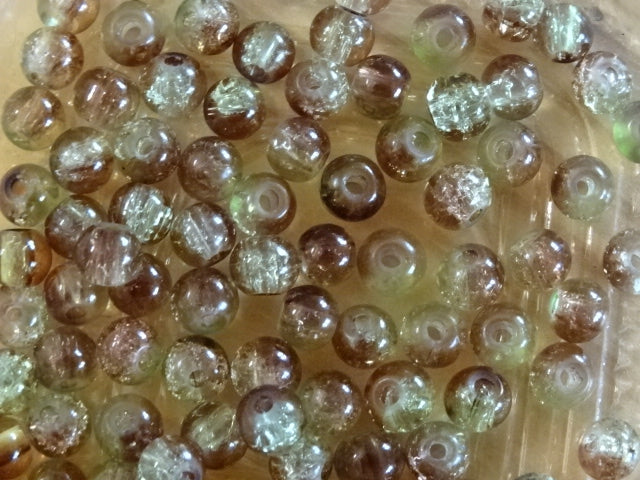 'Banoffi Pie'   6mm Crackle Glass Beads