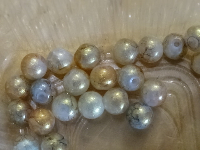 Golden Khaki 8mm glass crackle beads