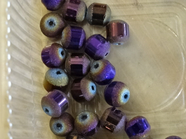 'Frosted Aubergine' 8-9mm pellet beads