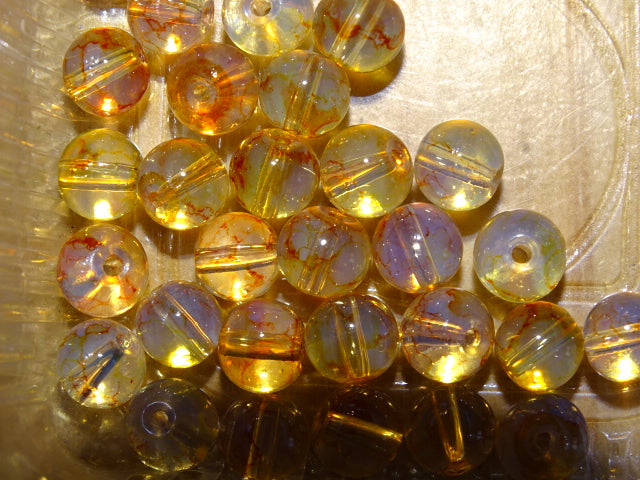 8mm glass beads 'Honey' opalite