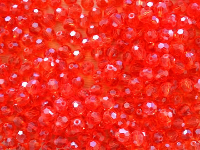 'Deep Vibrant Orange'   Imitation Austrian Crystal Faceted Glass Beads   8mm