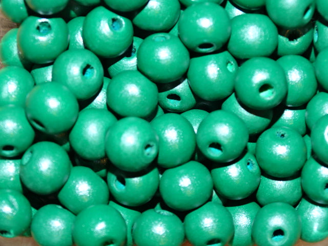 'Deep Fern Green'  Approx 8-10mm Natural Wood  Dyed Beads