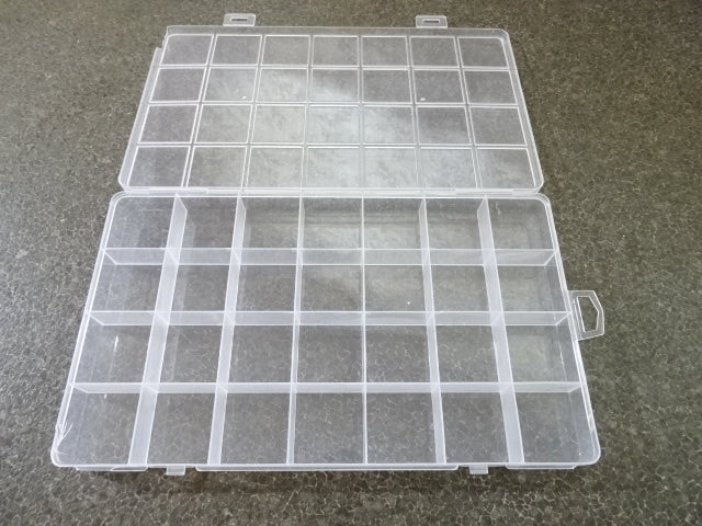 Clear Plastic Storage Boxes with 28 Compartments