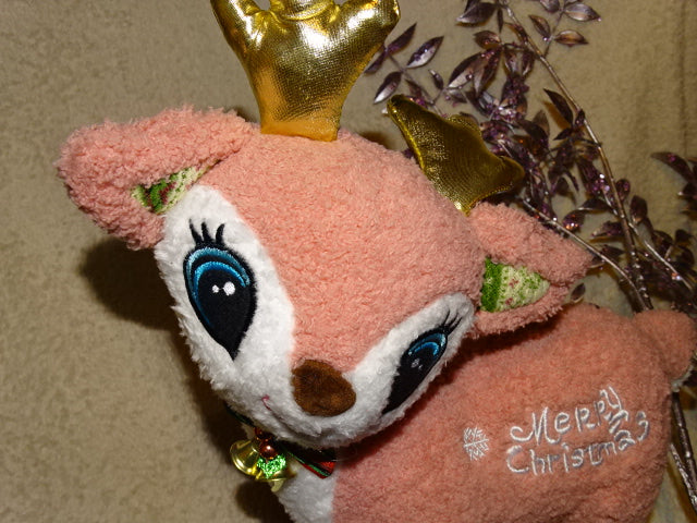 Cute Plush Merry Christmas Reindeer  25cm Long x 17cm High (approx)