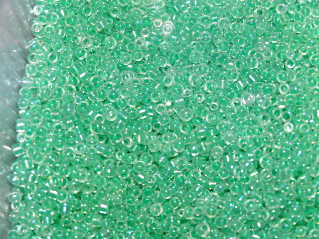 Transparent Ab Rainbow Inside Colour Pale Grass Green   Miyuki Delica  3mm  (8/0)