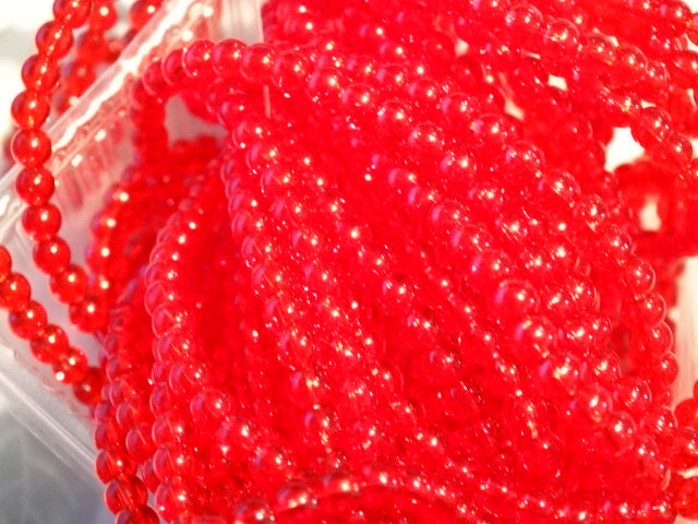 Glace' Cherry Red    4-4.5 mm Transparent Glass Beads