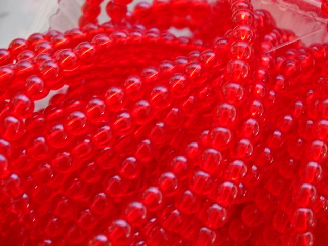 Glace' Cherry Red    4-4.5 mm Transparent Glass Beads