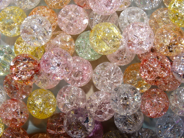 Iced Pastel Mix  10mm Sparkling Crackle Glass Beads