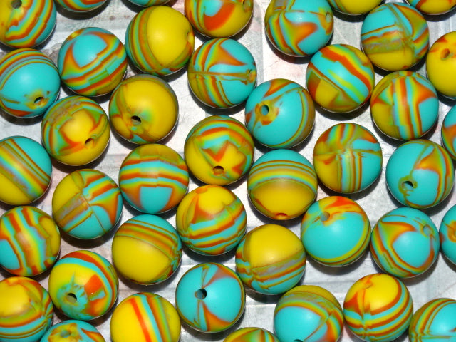 'Tropical Swirl'  15x15mm Silicone Focal Beads