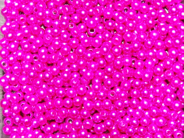 Simply 'Hot Pink'  4mm Acrylic Pearl Beads