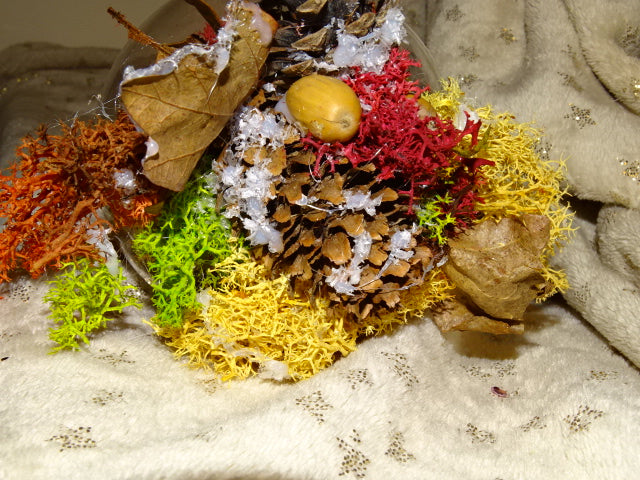 Handmade Adorable  2 Owl Festive Jar/ Dome Diorama