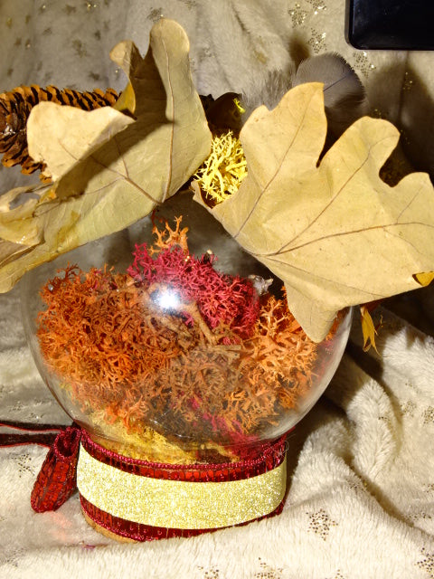 Handmade Festive Owl Diorama in Glass Dome / Jar